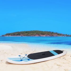 Inflatable paddle board for river adventures