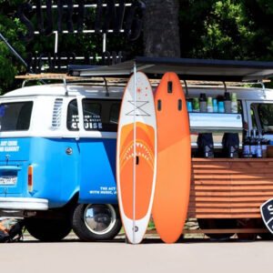 Inflatable paddle board with backpack