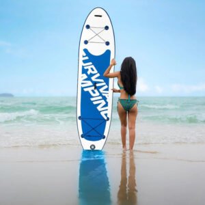 Inflatable paddle board with triple-layer construction