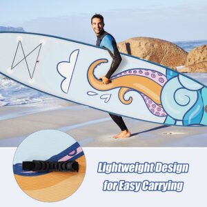 Inflatable SUP board with built-in bungee cords for gear