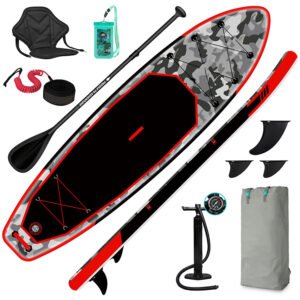 Compact stand up inflatable paddle board for easy storage