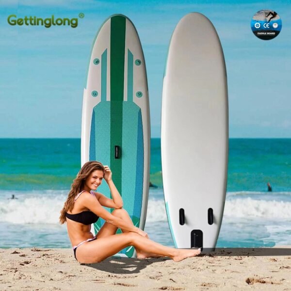 Hard paddle board with built-in carrying handle for easy portability