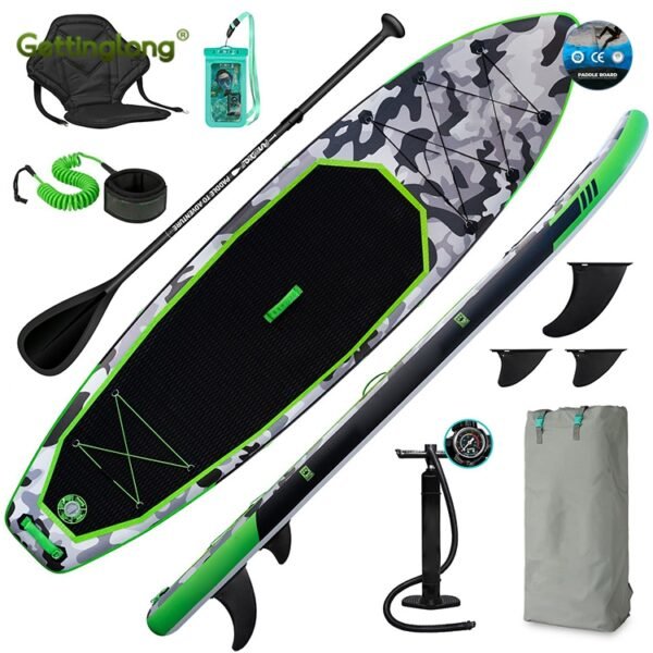 Inflatable paddle board with double-stitching technology